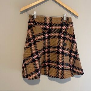 Snidel Beige Pink Black Wool Mini Skirt Lined Size 1 Medium Academia Preppy